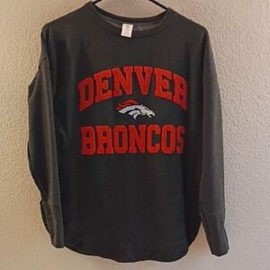 NFL Charcoal Crewneck Sweatshirt with Orange Denver Broncos Lettering